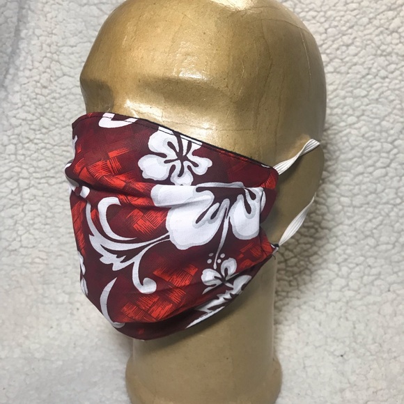 Handmade cotton face mask. Hawaiian design. - Picture 1 of 11